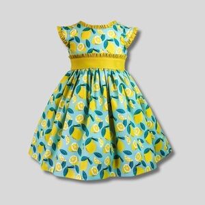 Ethel Lemon Print Garden Party Girls Dress NWT